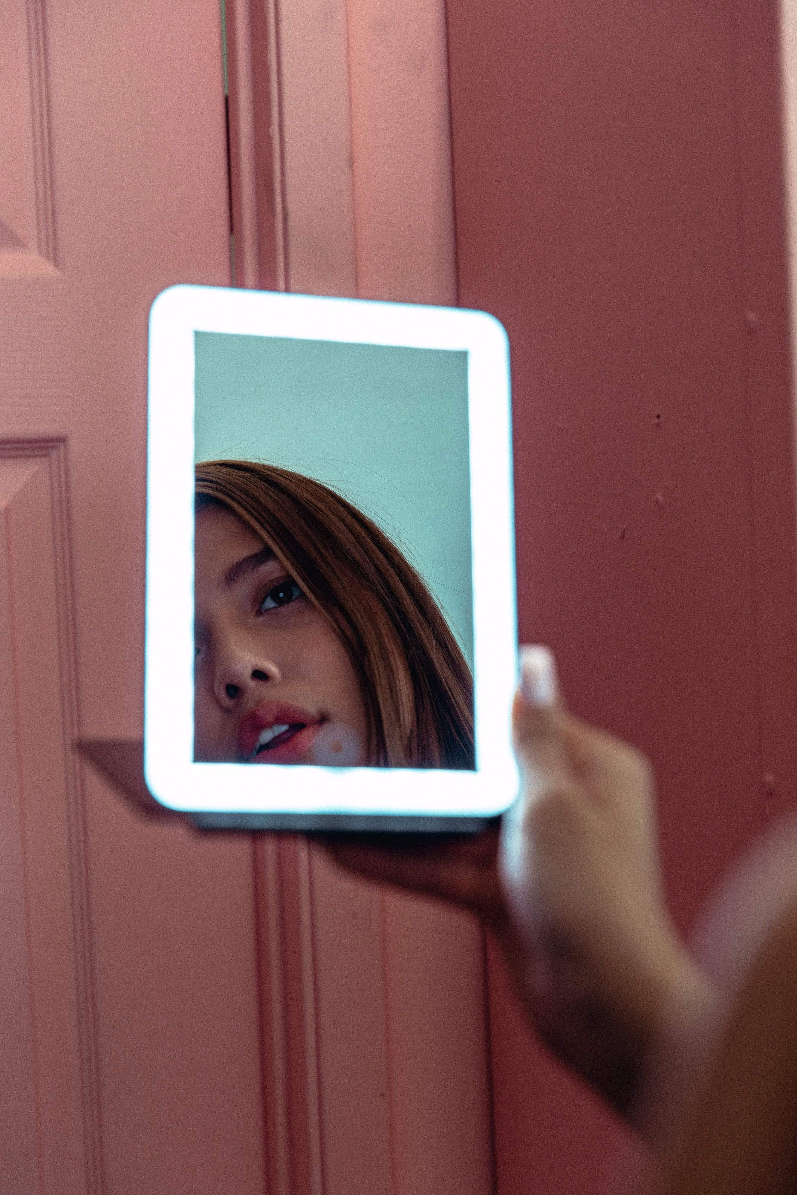 Lighted Travel Mirror with LED Lights - Portable Black Makeup Mirror for Vanity, Home, and Travel - Perfect for Makeup, Skincare, and Grooming On The Go