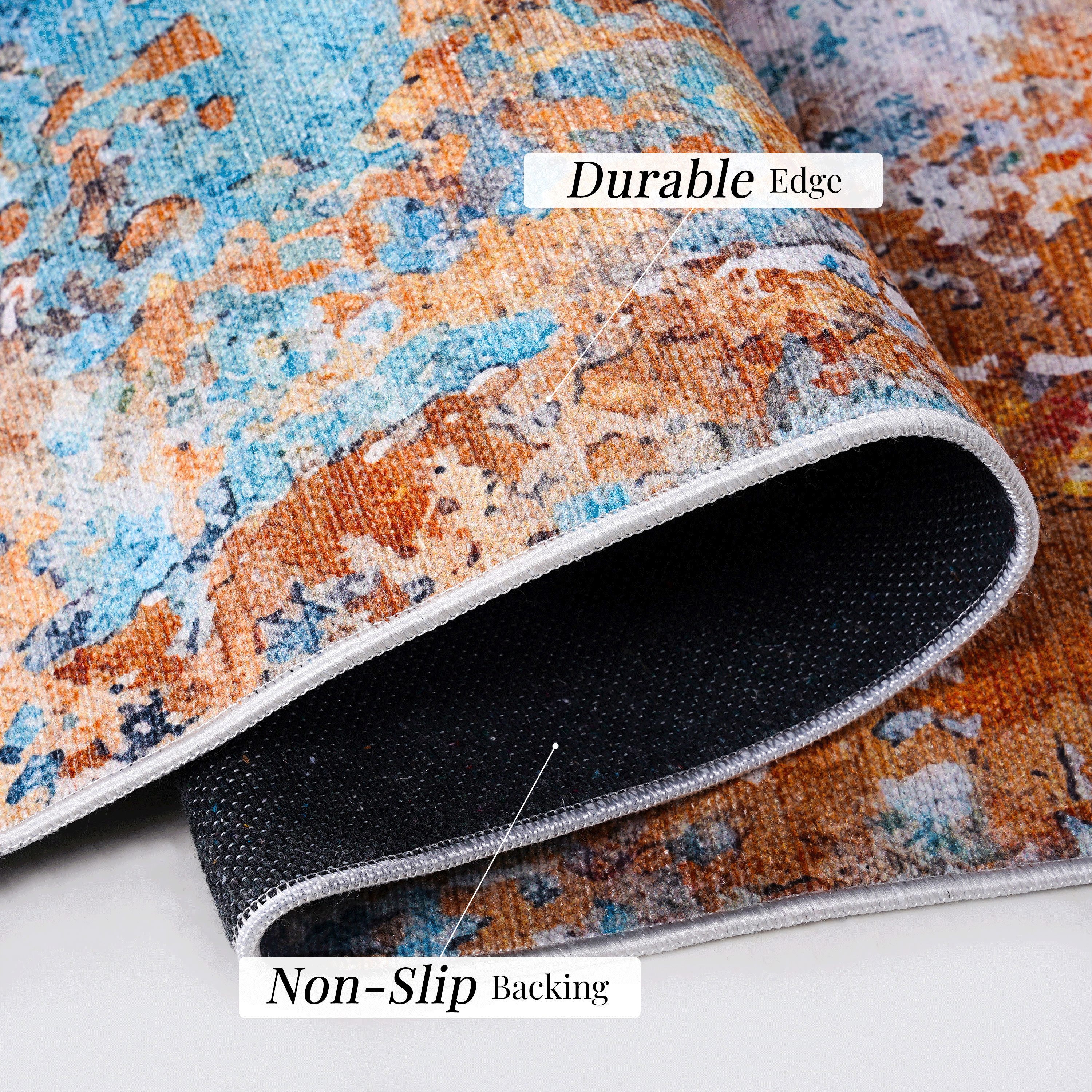 DTY Signature 8x10 Washable Low Pile Non-Slip Area Rug - Foldable, Non-Shedding, Kid & Pet Friendly - Perfect for Living Room, Bedroom, Kitchen (Multi, 8' x 10') - Adds Comfort & Style to Your Home Decor