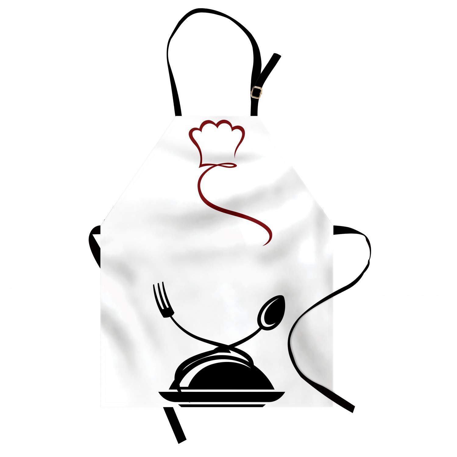 Ambesonne Personalized Chef Apron & Hat Set - Unisex Adjustable Kitchen Bib with Utensil Design for Cooking, Baking, BBQ - Adult Size White & Black - Perfect for Home Chefs, Culinary Gifts & Cooking Enthusiasts