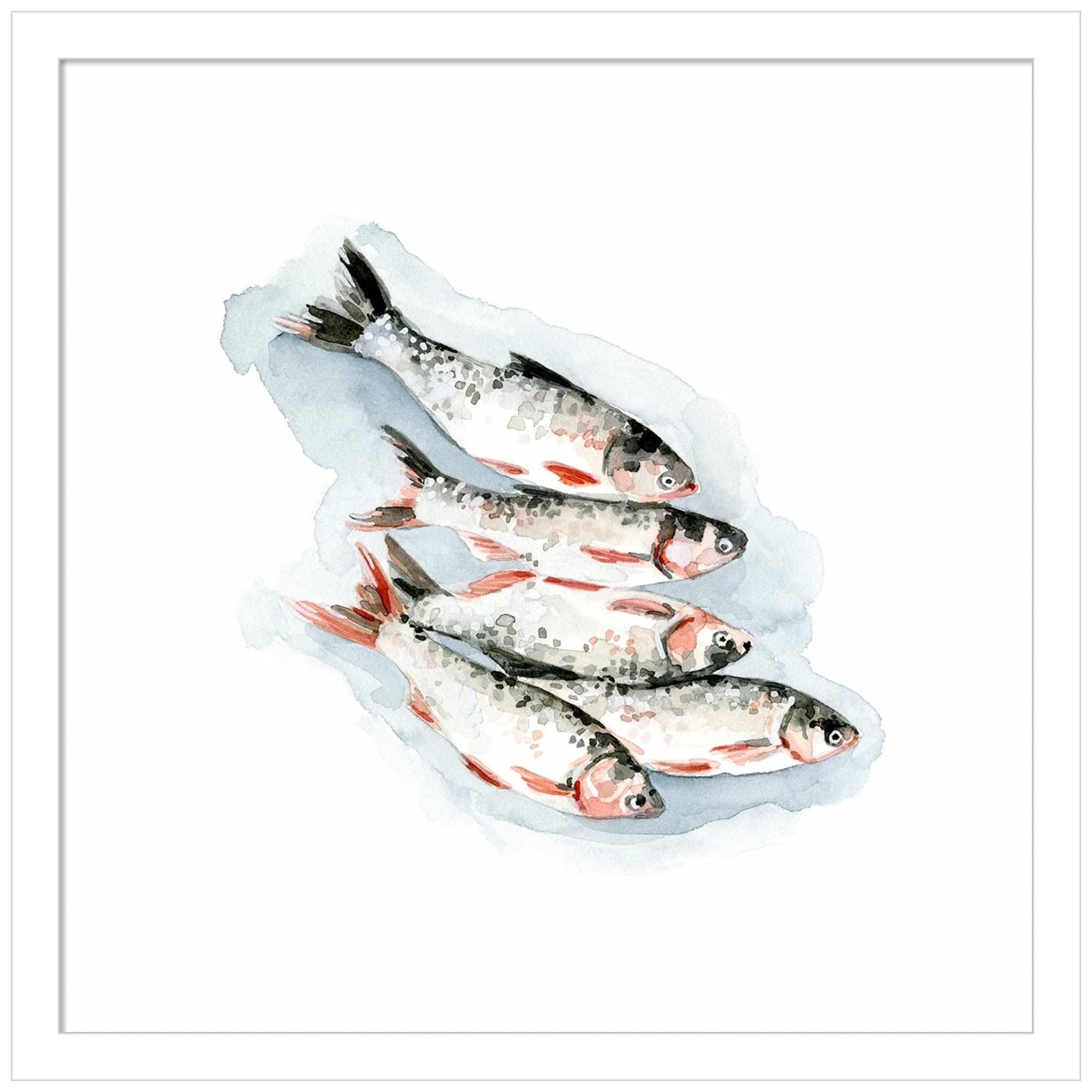 Emma Caroline Seafood Snack I Wood Framed Wall Art Print - 17x17 Inches, Svelte White Frame - Perfect for Kitchen, Dining Room & Coastal Decor