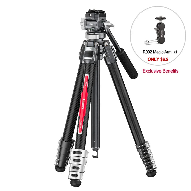 Ulanzi TT09 Carbon Fiber Travel Tripod for Video & Photography - Lightweight & Portable for Vloggers, YouTubers & Outdoor Adventures