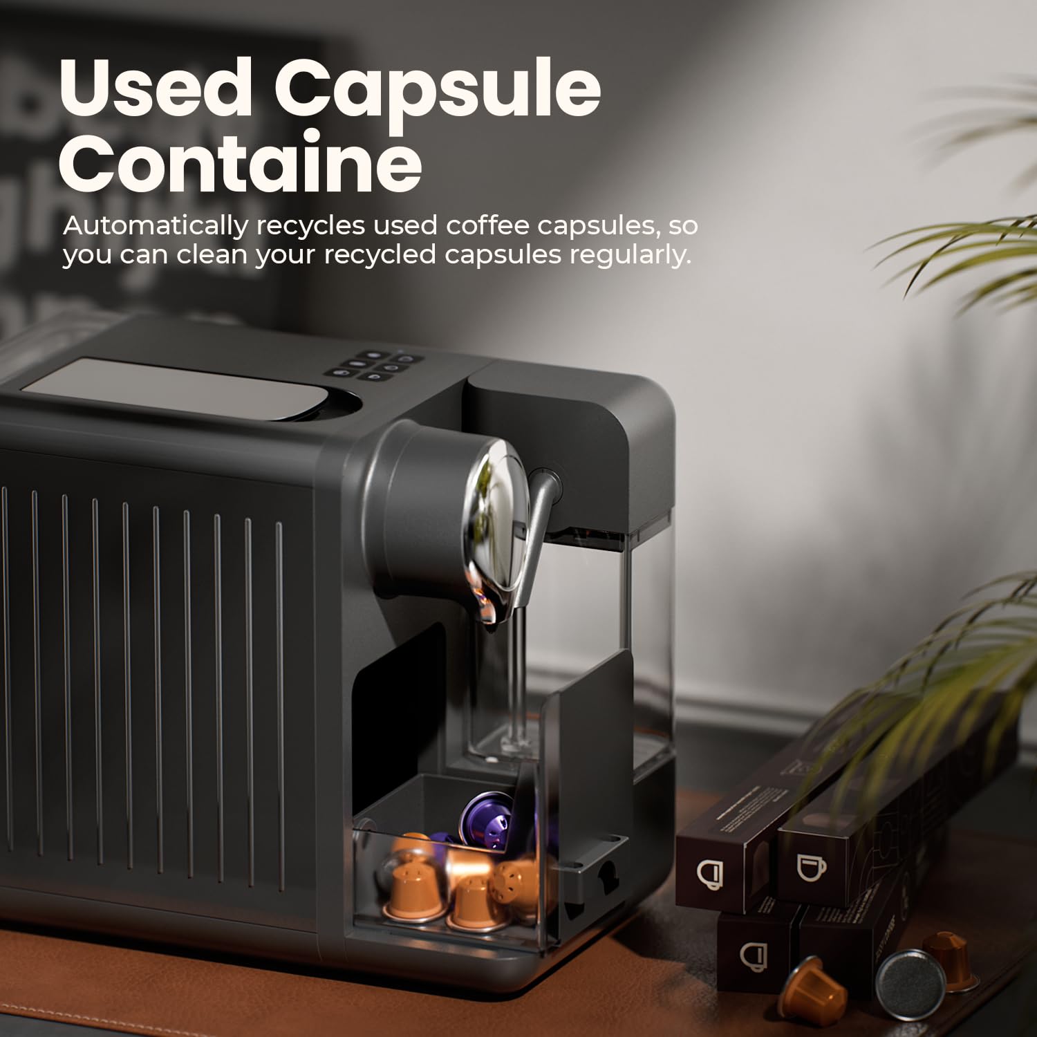Premium Espresso Machine with Built-in Automatic Milk Frother - Single-Serve Coffee Maker Compatible with Pods & Capsules, One-Touch Latte & Cappuccino Maker, Single/Double Shot Function - Perfect for Home, Office & Coffee Shop Use