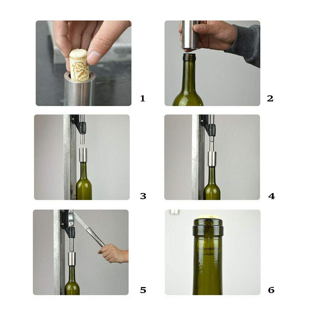 Premium Manual Wine Bottle Corker - Stainless Steel Cork Press Machine with 2 POM Heads for Home Brewing & Winemaking | US Stock | Perfect for DIY Wine Bottling, Home Brew Kits & Small Batch Production