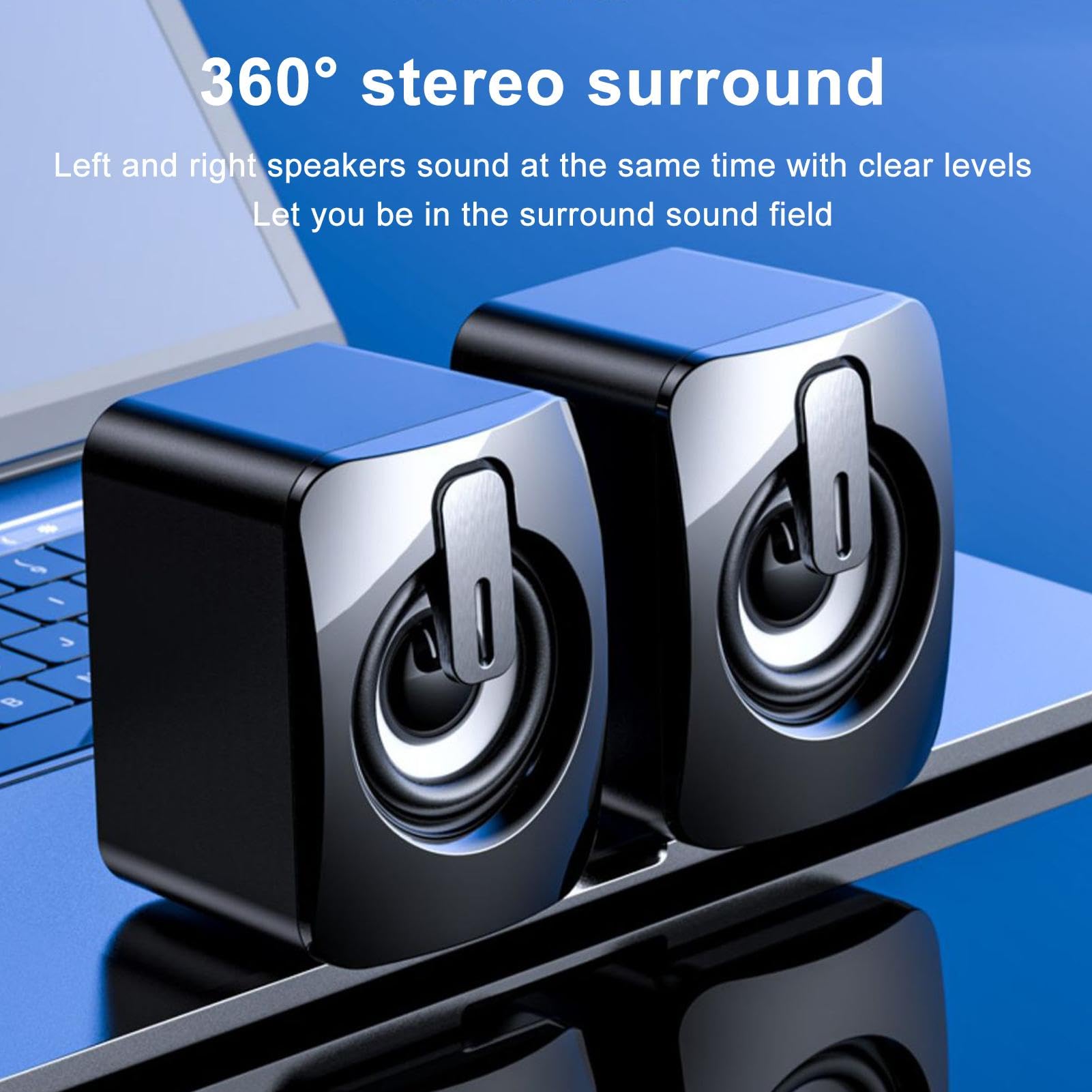 Ghjkldha USB RGB Lighting Computer Speakers - Wired Plug & Play Music Speakers for Dormitory, Gaming, Home Office & Computer Desk Setup