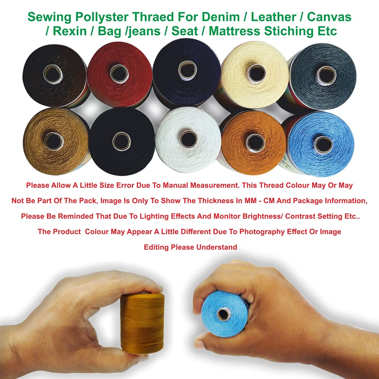**Premium 3/20 3-Ply Polyester Sewing Thread for Denim, Leather, Canvas, Bags & Jeans – Heavy-Duty Industrial & Home Use (Beige) – Perfect for Upholstery, Mattress Stitching & DIY Projects**