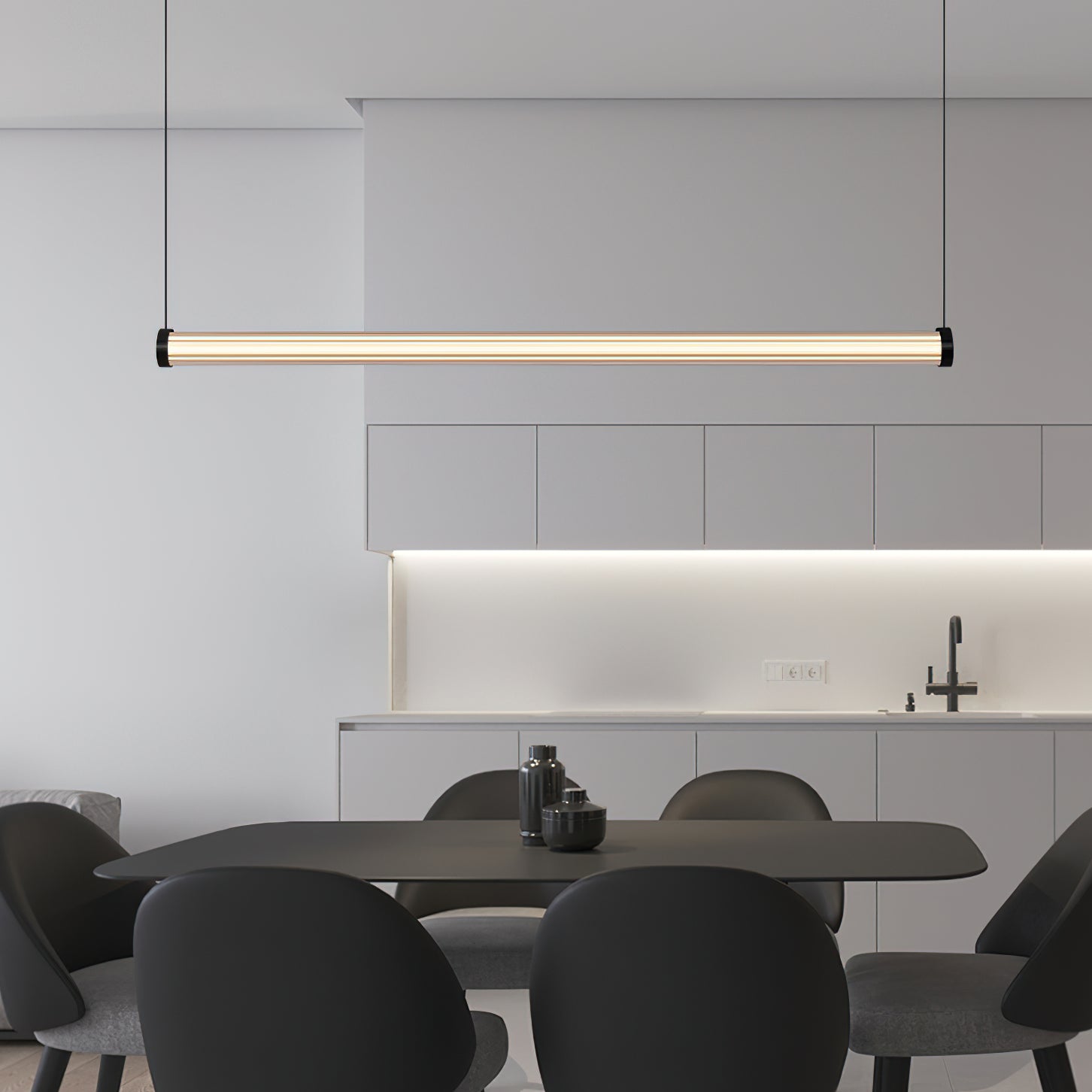 Loreto Modern Linear Pendant Light - Sleek Minimalist Design for Kitchen Island, Dining Room, and Living Room Lighting