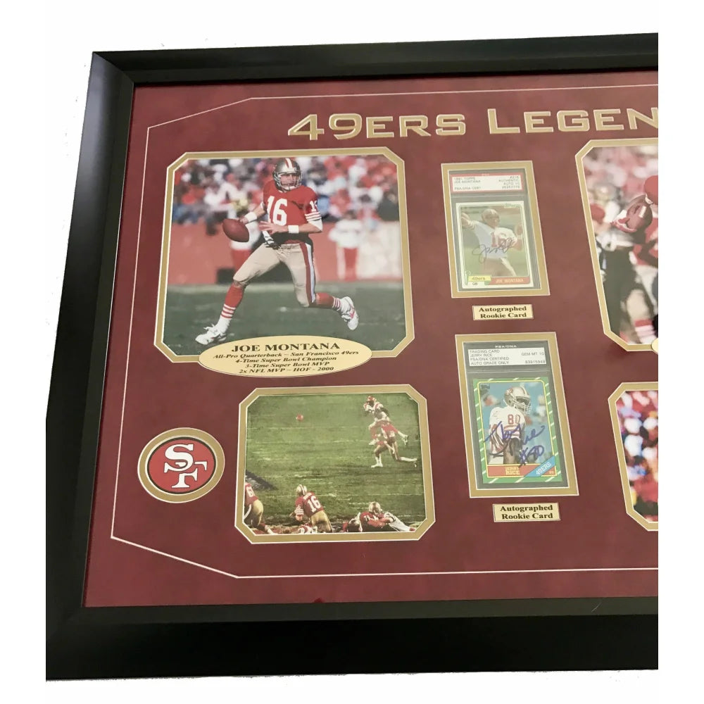 Joe Montana & Jerry Rice Dual Signed Rookie Cards - PSA Gem 10 Autographed Framed Memorabilia - Perfect for 49ers Fans, Sports Collectors & Man Cave Decor