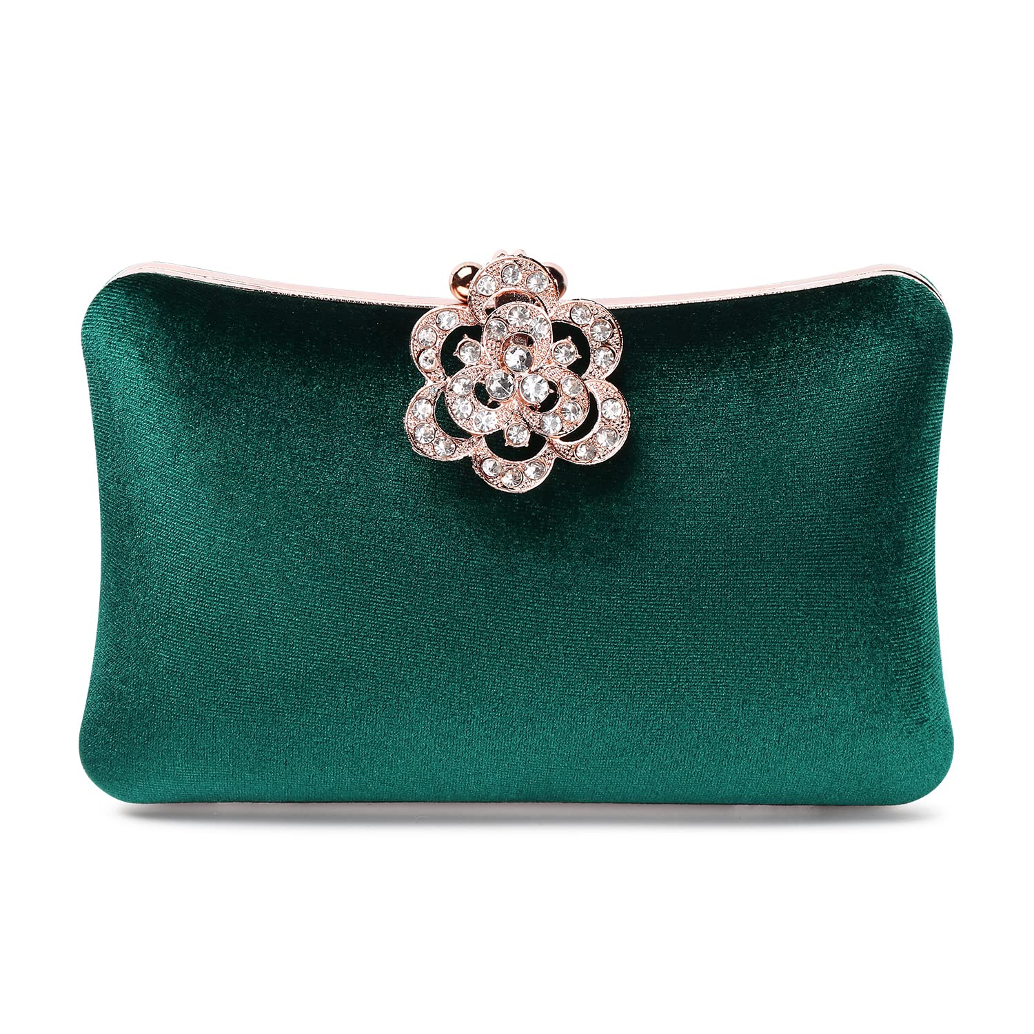 Velvet Evening Bags for Women - Rhinestone Crystal Embellished Flower Closure Clutch Purse for Party, Wedding, Prom & Special Occasions | Elegant Women's Accessories for Formal Events & Night Out