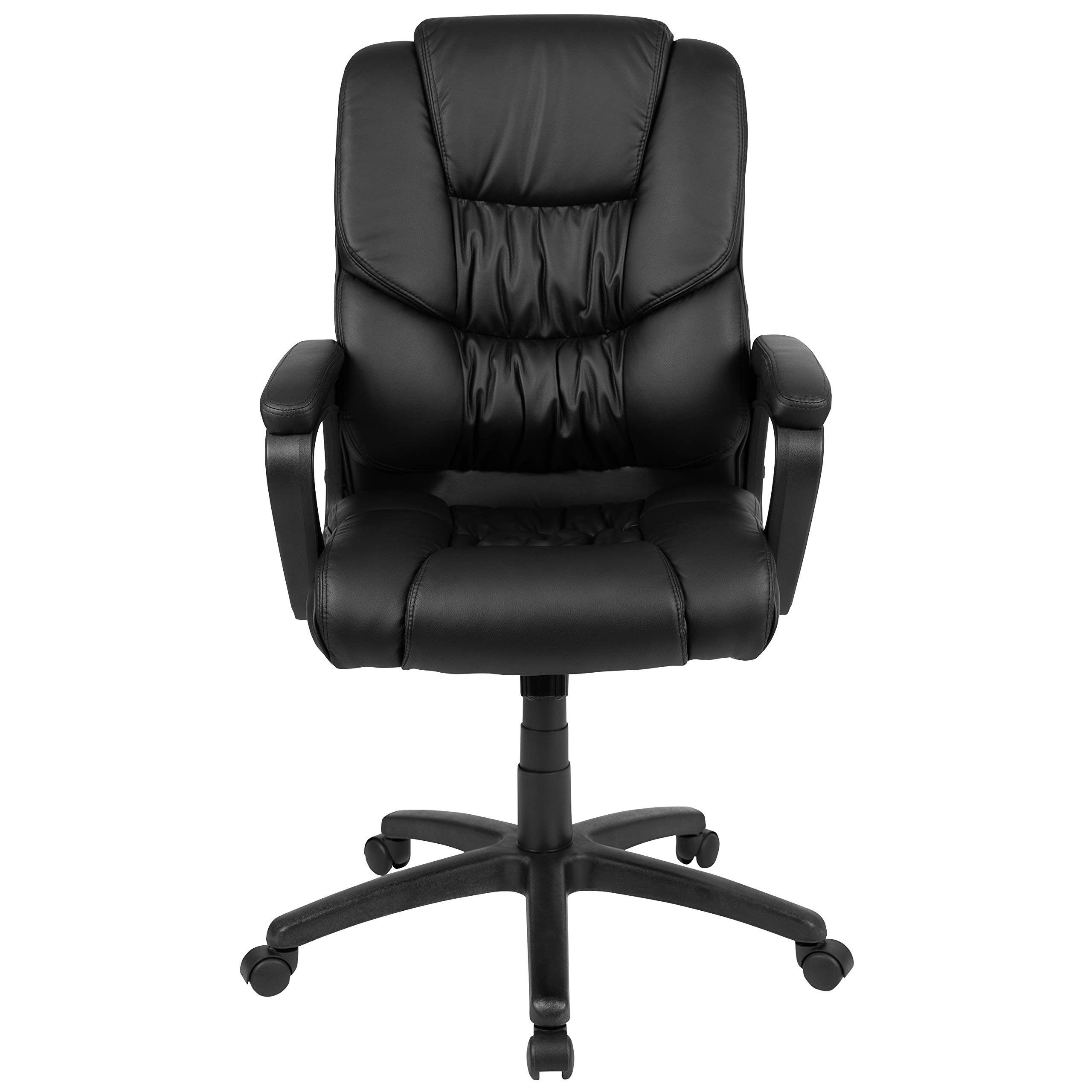 EMMA + OLIVER Big & Tall 400 lb Capacity Black LeatherSoft Executive Office Chair - Heavy Duty Ergonomic Desk Chair for Home & Office Workspaces