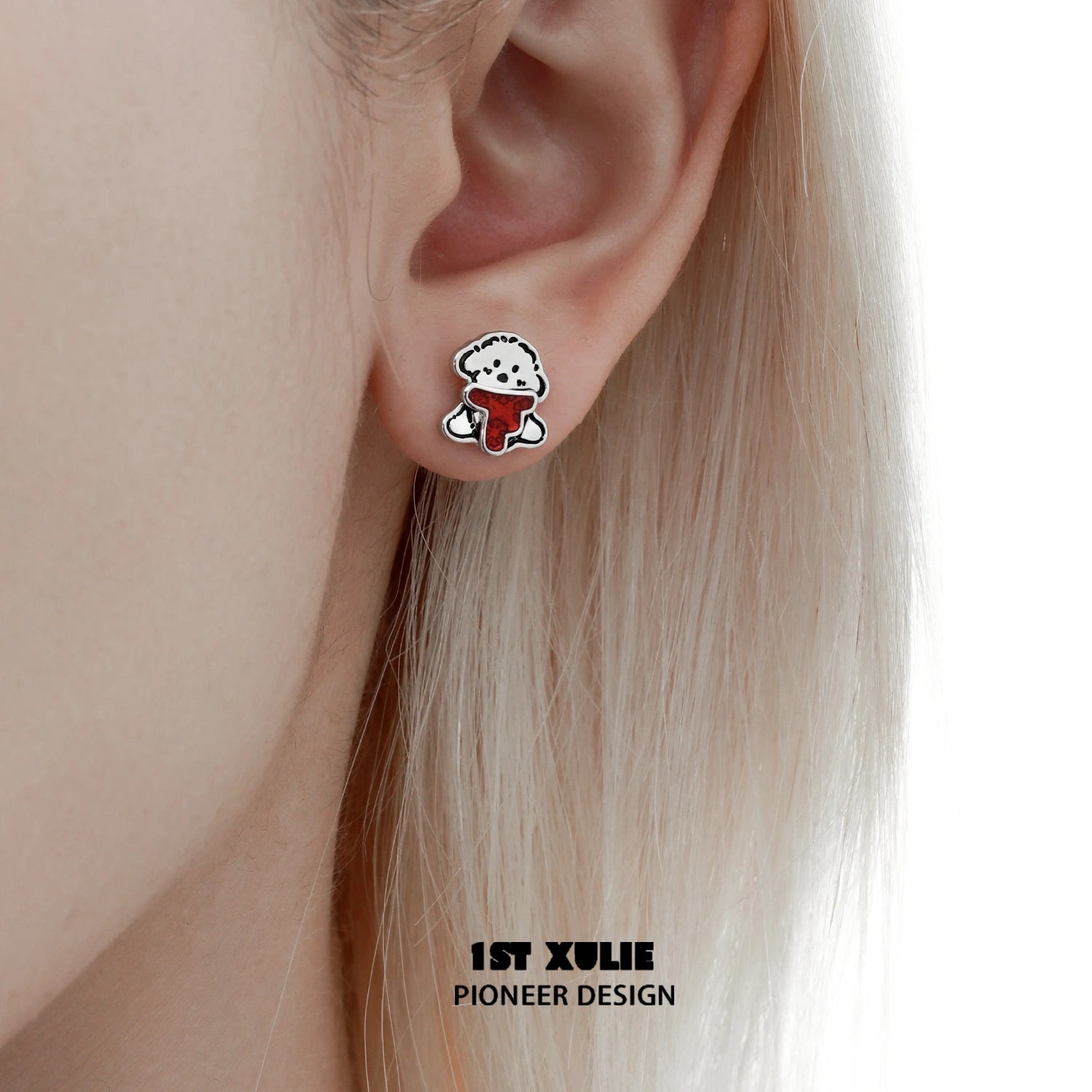 2024 Christmas Graffiti Puppy Sterling Silver Stud Earrings - S925 Hypoallergenic Jewelry Gift for Women - Perfect for Holiday Parties, Gift Exchanges & Festive Outfits