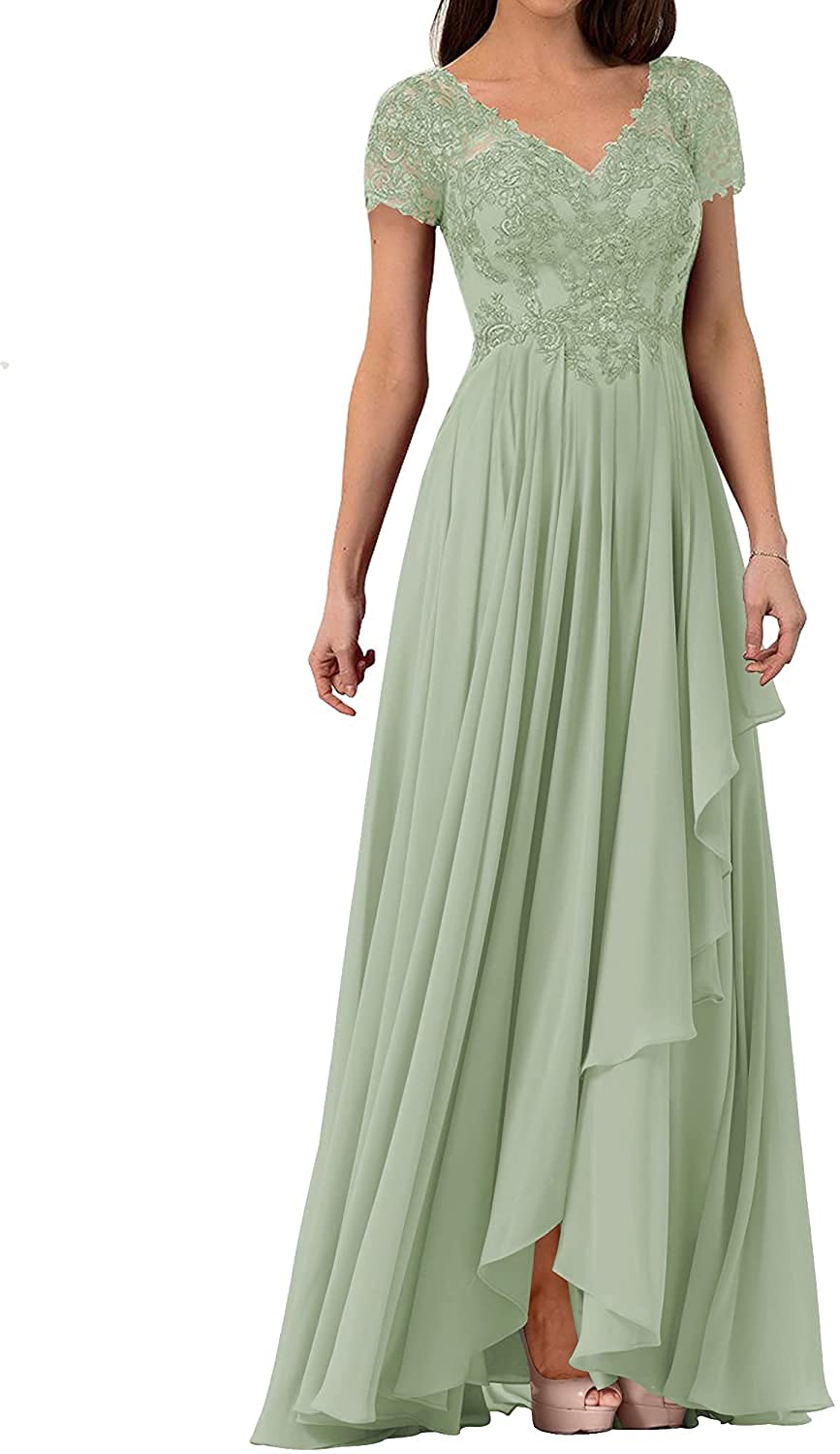 Elegant Lace Mother of The Bride Dresses - V-Neck Chiffon Formal Evening Gowns for Wedding Guest & Special Occasions