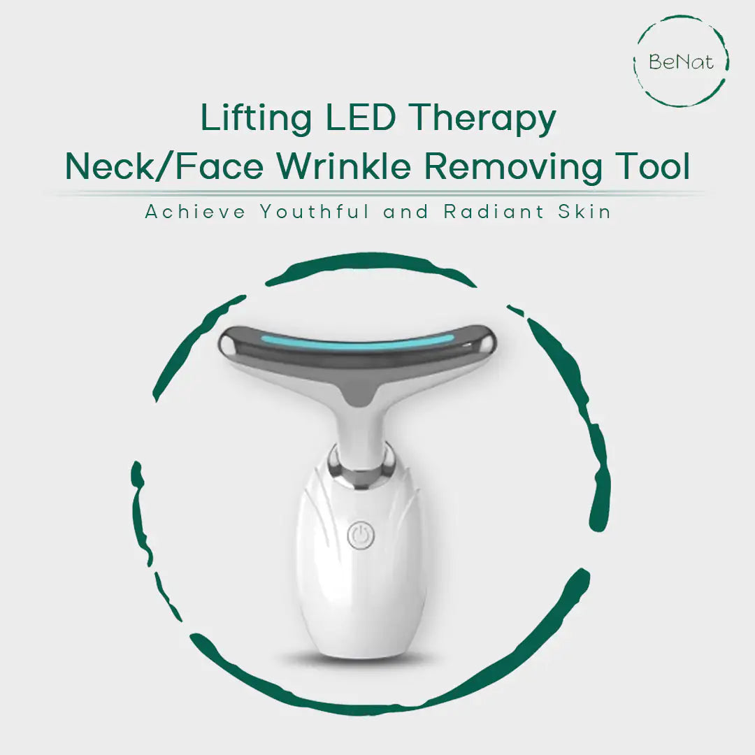 Anti-Aging LED Light Therapy Device for Face & Neck - Red & Blue Light Skin Rejuvenation Treatment for Wrinkles, Acne & Collagen Boost - At-Home Spa & Skincare Routine