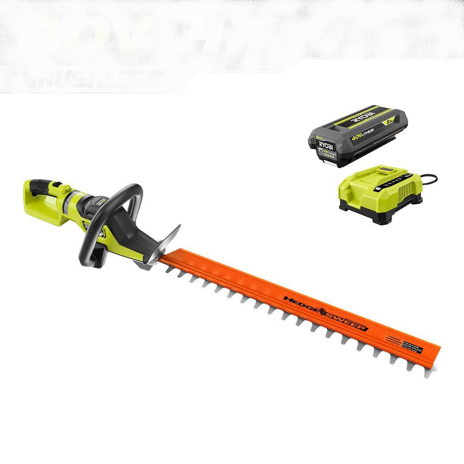 RYOBI 40V HP Brushless 26-Inch Cordless Battery Hedge Trimmer Kit with 2.0Ah Battery & Charger - Perfect for Landscaping, Yard Maintenance, and Shrub Trimming