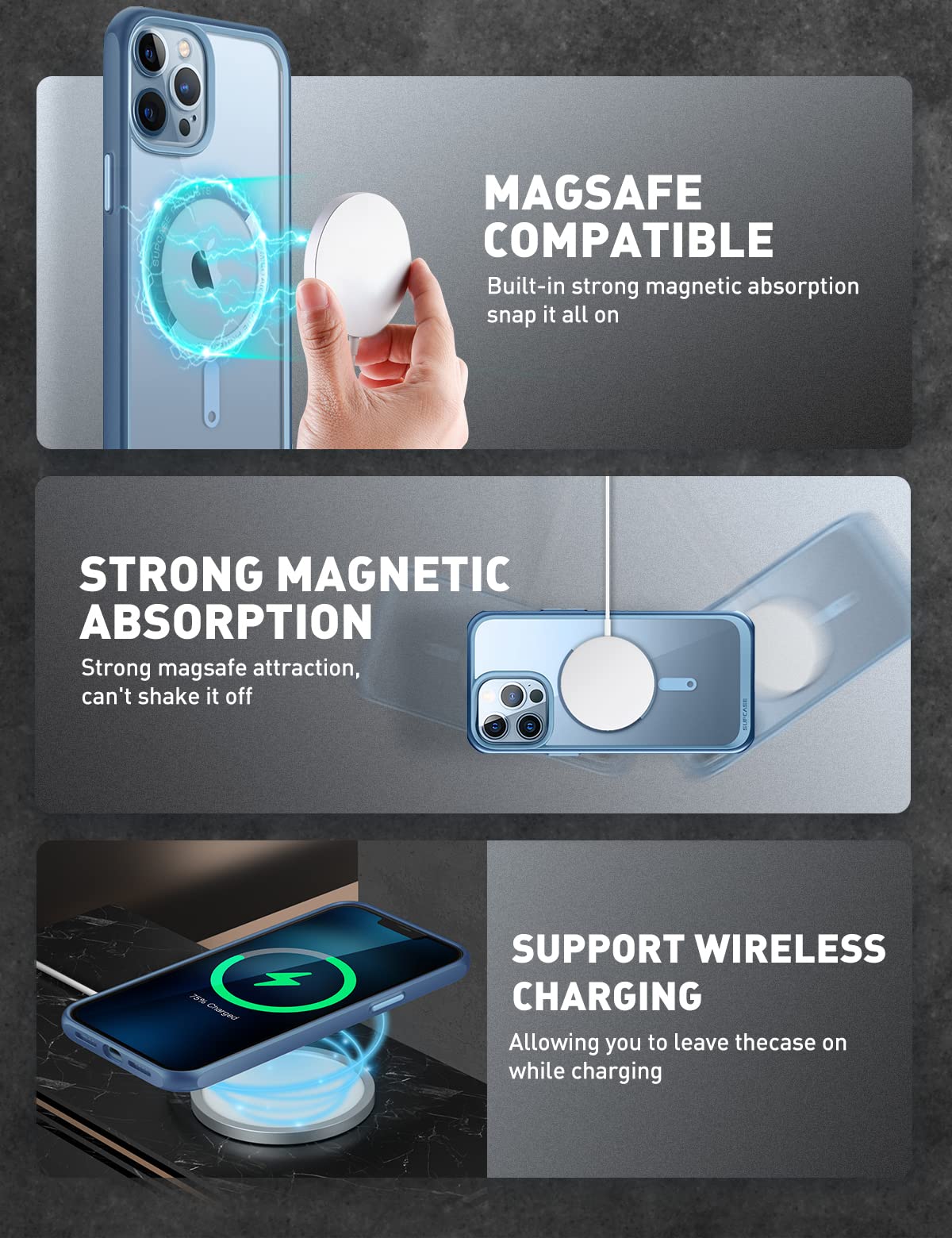SUPCASE Unicorn Beetle Mag iPhone 13 Pro Max Case - Military-Grade Protective Slim Clear Magnetic Shockproof Phone Cover with MagSafe Compatibility | Perfect for Outdoor Adventures, Work & Daily Use (Azure)