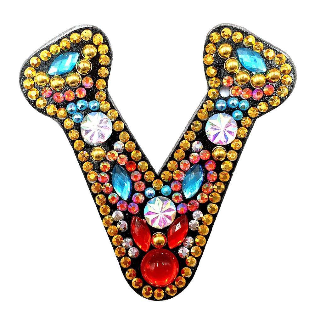 5D Diamond Painting Keychain Kit - DIY Full Drill A-Z Letter Keychains with Crystal Rhinestones, Mosaic Art by Number for Adults | Perfect for Gifts, Home Decor & Craft Projects (V)