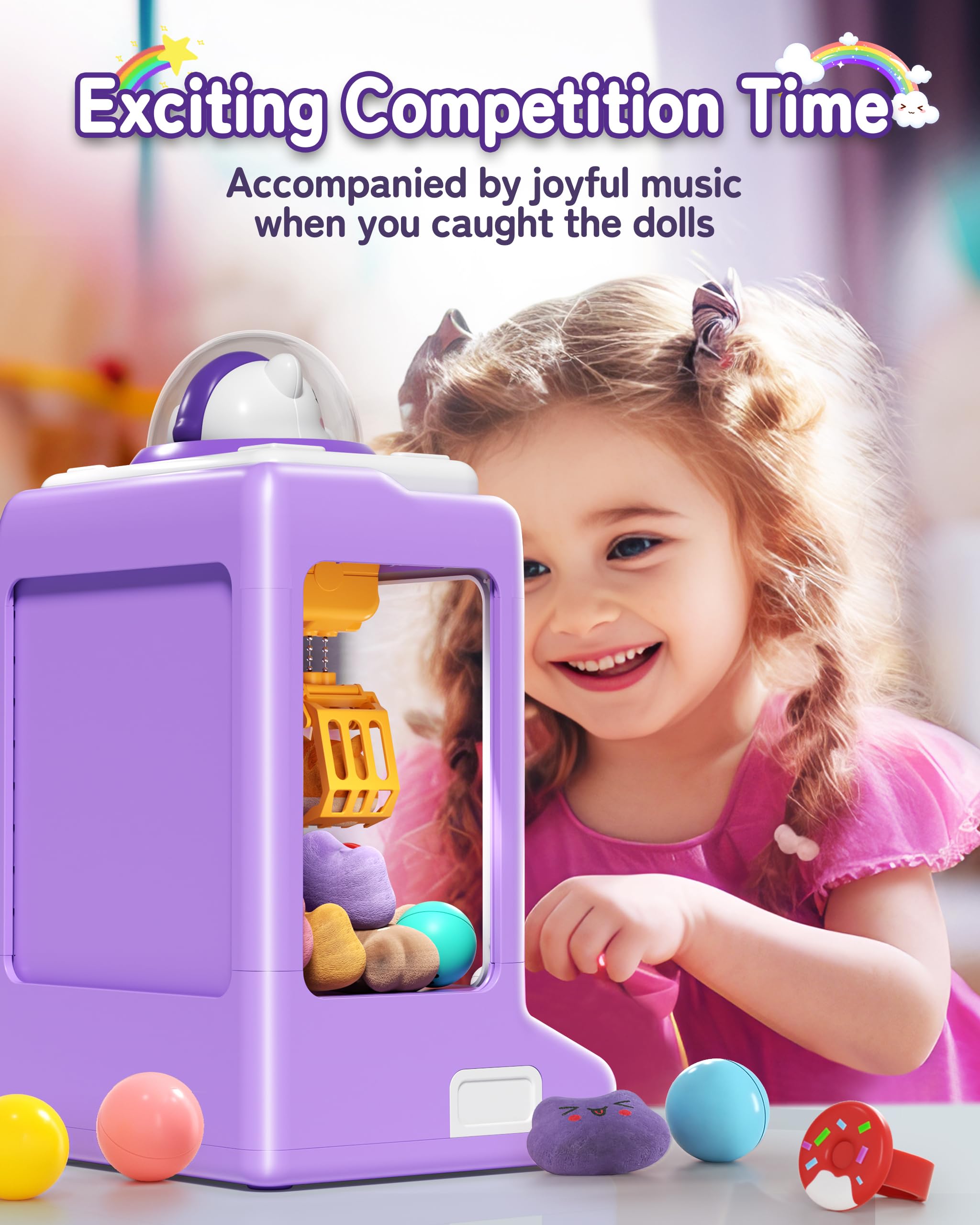 Mini Claw Machine for Kids - Electronic Vending Game with 30 Prizes, Coins & Music - Fun Prize Dispenser Toy for Boys & Girls - Perfect for Birthday Parties, Arcades & Family Game Nights