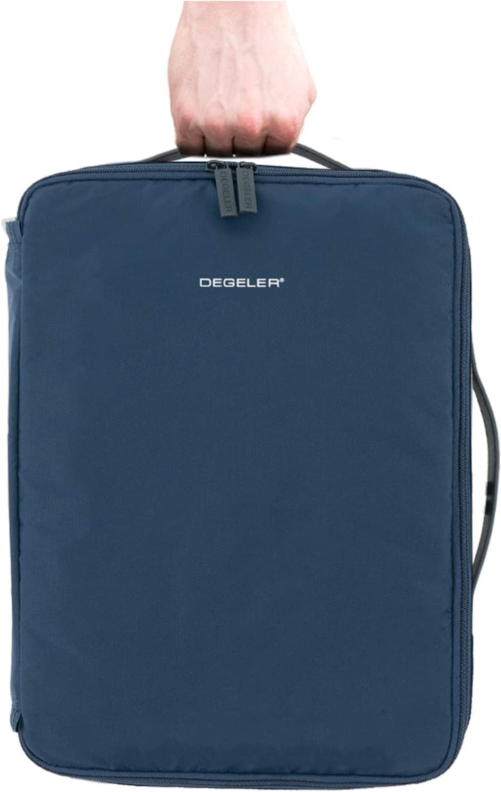 DEGELER® Wrinkle-Free Travel Shirt Bag for Dress Shirts & Blouses - Foldable Garment Organizer for Carry-On Luggage - Perfect for Business Trips & Vacations - Blue