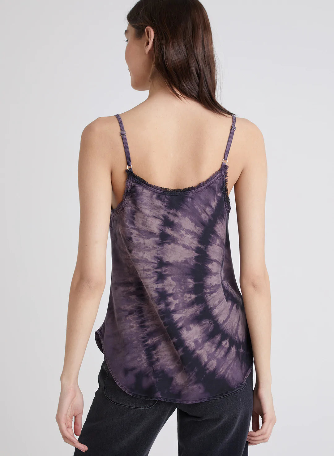 Ash Frayed Cami Top - Circle Tie Dye Women's Casual Tank | Perfect for Summer Outfits, Beach Wear & Boho Fashion