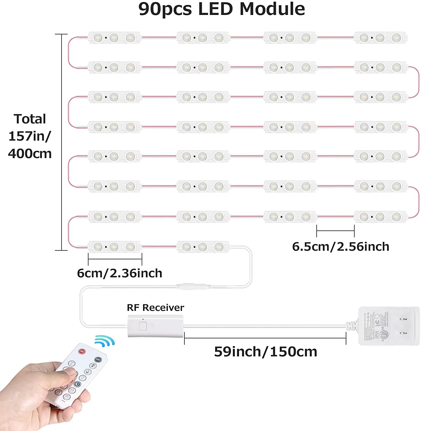 Kintion 13ft Dimmable LED Vanity Mirror Lights with RF Remote - Hollywood Style Waterproof Makeup Lighting for Bathroom, Full Body Mirror & Vanity (Mirror Not Included) - Perfect for Home Makeup Studio, Dressing Room & Salon Lighting