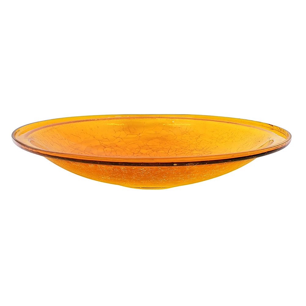 Achla Designs 14-inch Crackle Glass Birdbath Bowl with Stake - Decorative Garden Bird Feeder for Outdoor Patio, Yard & Backyard Decor - Attracts Wild Birds for Bird Watching