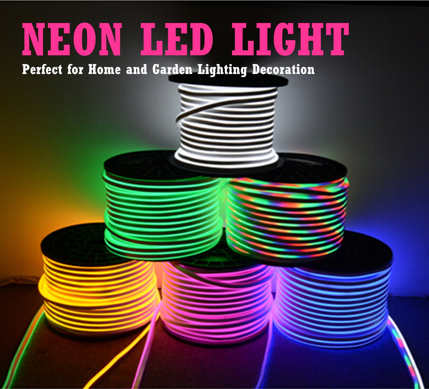 **20M Flexible LED Neon Strip Lights - 120 LEDs/M, Dimmable, Waterproof 2835 SMD Rope Light with Remote - 110-120V AC for Home, Bar, Party & Outdoor Decoration (65.6ft/20m, Green)**