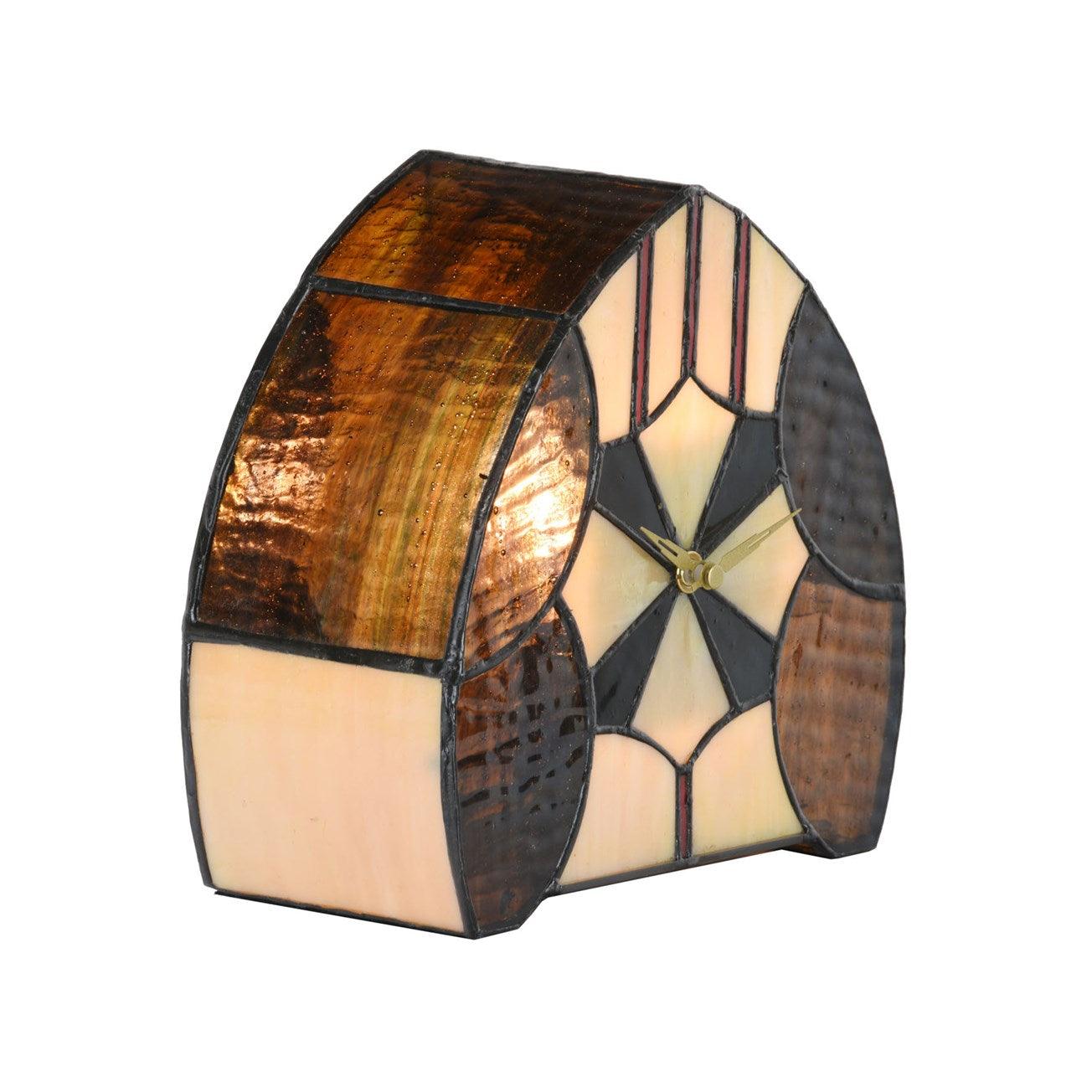 Vintage Amsterdam Tiffany Stained Glass Lamp Clock - Antique Style Home Decor for Living Room, Bedroom & Office