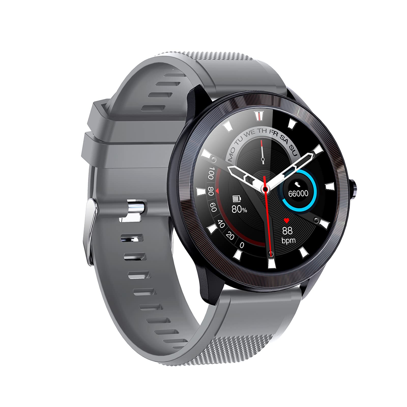 Waterproof Smart Watch with Full Touch Screen - Fitness Tracker for Android & iOS, Gray QK0 - Perfect for Outdoor Sports, Running & Daily Activity Tracking