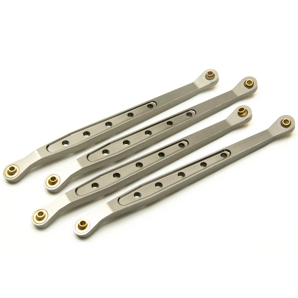 8Pcs Aluminum Linkage Rod Arm Set for 1/10 Axial Wraith 90018 RC Truck - Upper & Lower Suspension Links (Titanium Type A) - Perfect for Off-Road Crawling & RC Car Upgrades