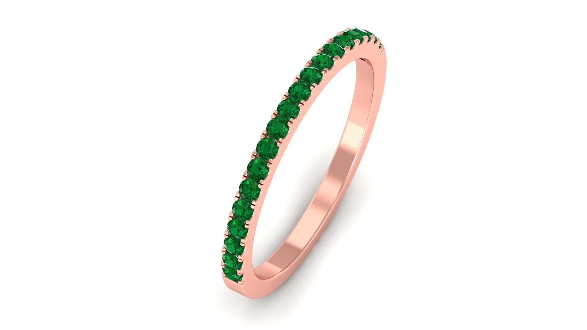 1/4 CT Lab-Created Emerald Half Eternity Ring for Women - 14K Solid Gold Certified Emerald Wedding Band - Elegant Anniversary Gift for Her - Perfect for Engagement, Valentine's Day & Special Occasions