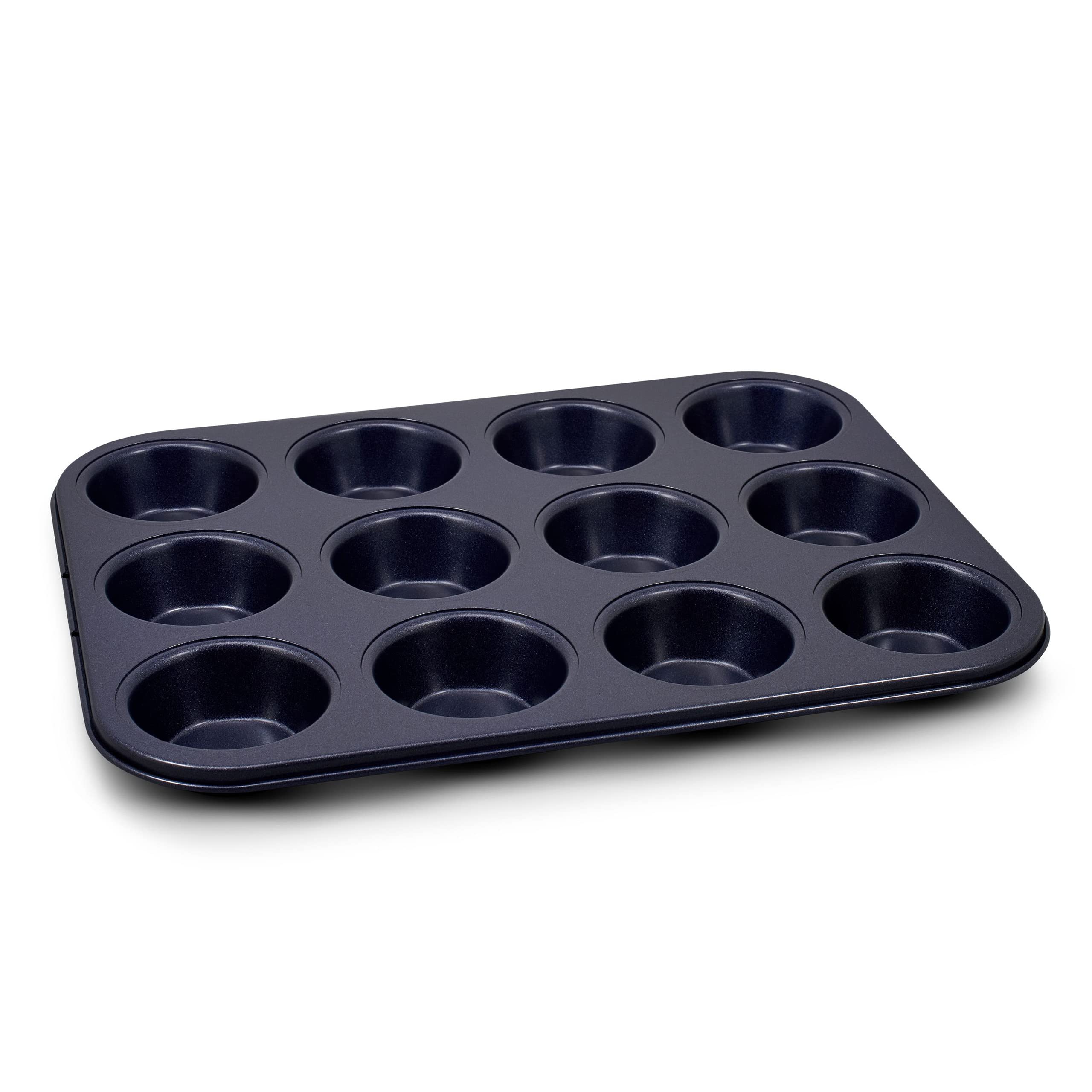 Zyliss Nonstick 12-Cup Muffin Pan - Heavy Duty Non-Stick Baking Tray for Cupcakes, Muffins & Mini Pies - Deep Cavity Oven Safe Bakeware - Dishwasher Safe - Perfect for Home Baking, Parties & Holiday Treats