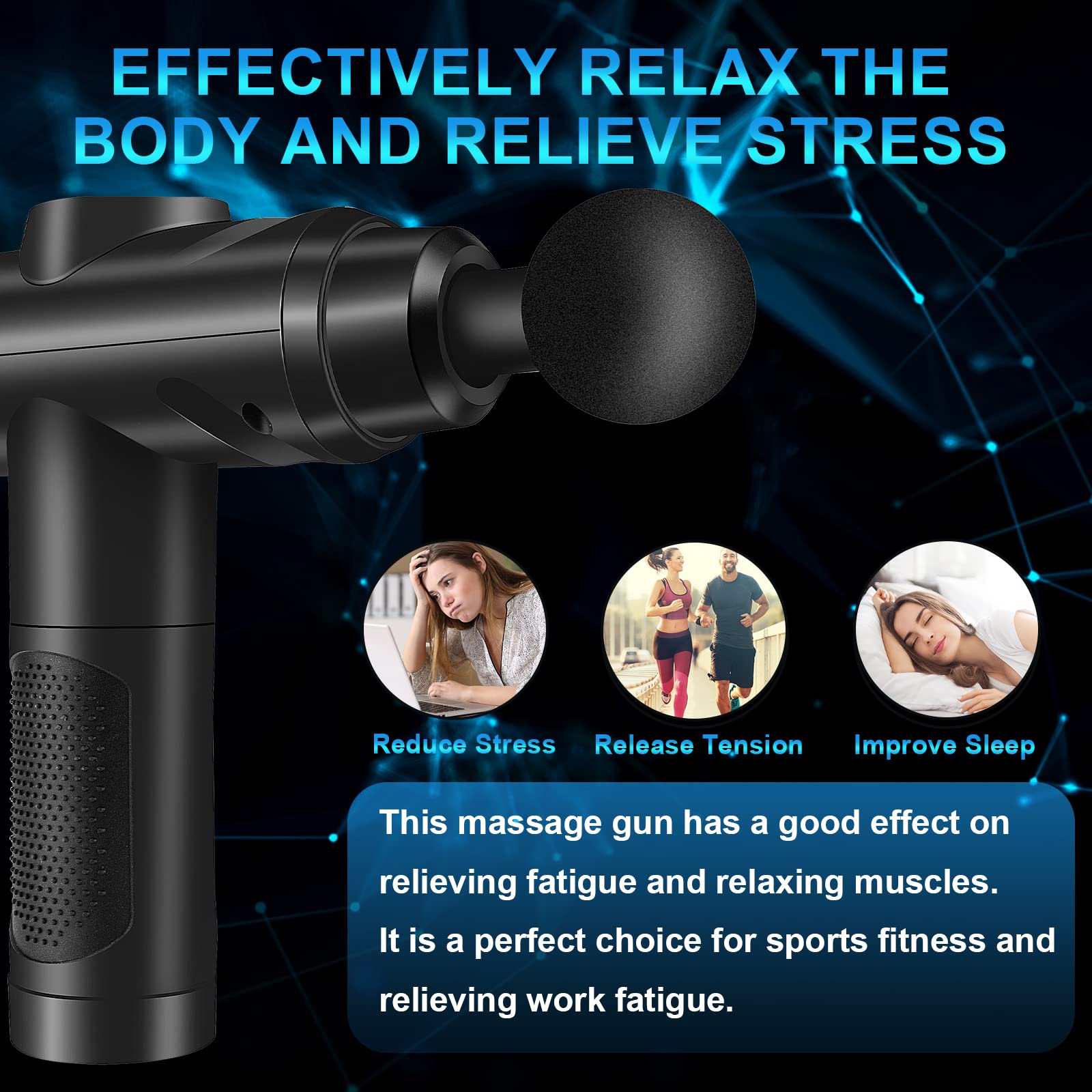 Deep Tissue Massage Gun - Percussion Muscle Massager with 30 Speed Levels, LCD Touch Screen & 10 Interchangeable Heads for Shoulder, Back, Body Pain Relief - Perfect for Athletes, Gym Recovery & Home Relaxation Therapy