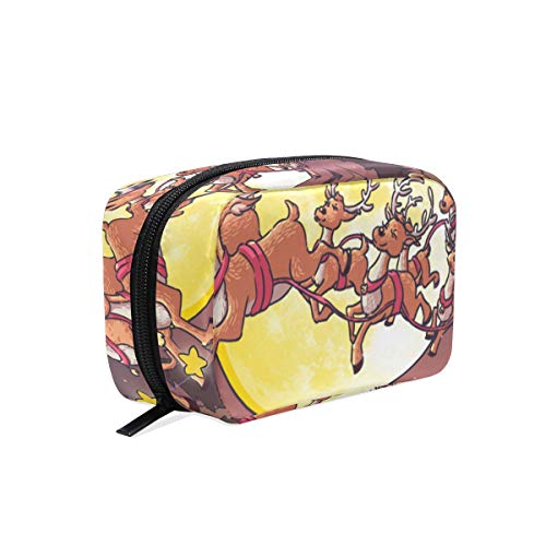 ILEEY Christmas Santa and Reindeer Makeup Bag - Waterproof Cosmetic Pouch for Women, Travel Toiletry Organizer Case - Perfect for Holiday Gifts, Party Essentials & Travel Accessories