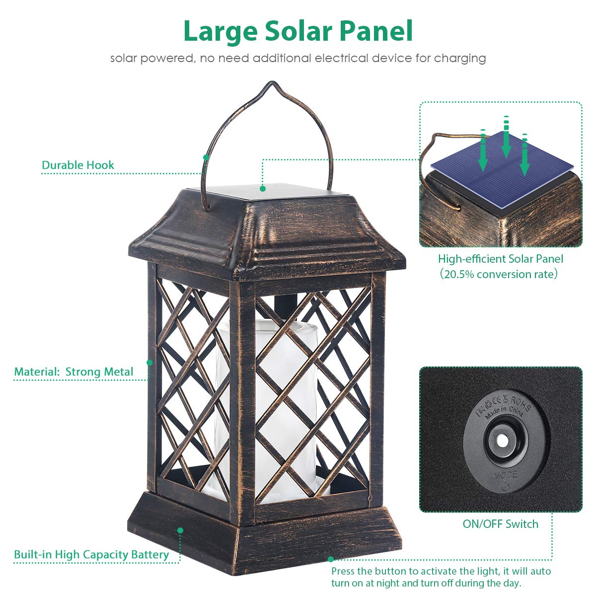 TomCare Solar Torch Lights Outdoor - Waterproof Flickering Flame Solar Lights for Garden, Patio, Yard & Pathway - Decorative Solar Lighting for Landscape, Backyard, Deck & Poolside
