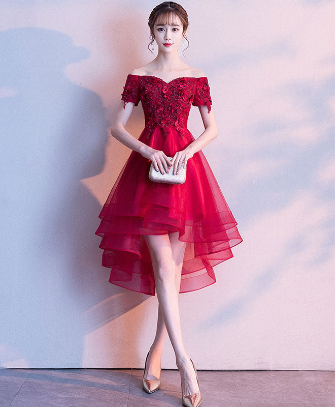Burgundy Tulle Off Shoulder Short Prom Dress for Women - Elegant Homecoming Party Gown for Teen Girls - Perfect for Prom Night, Quinceañera & Special Occasions