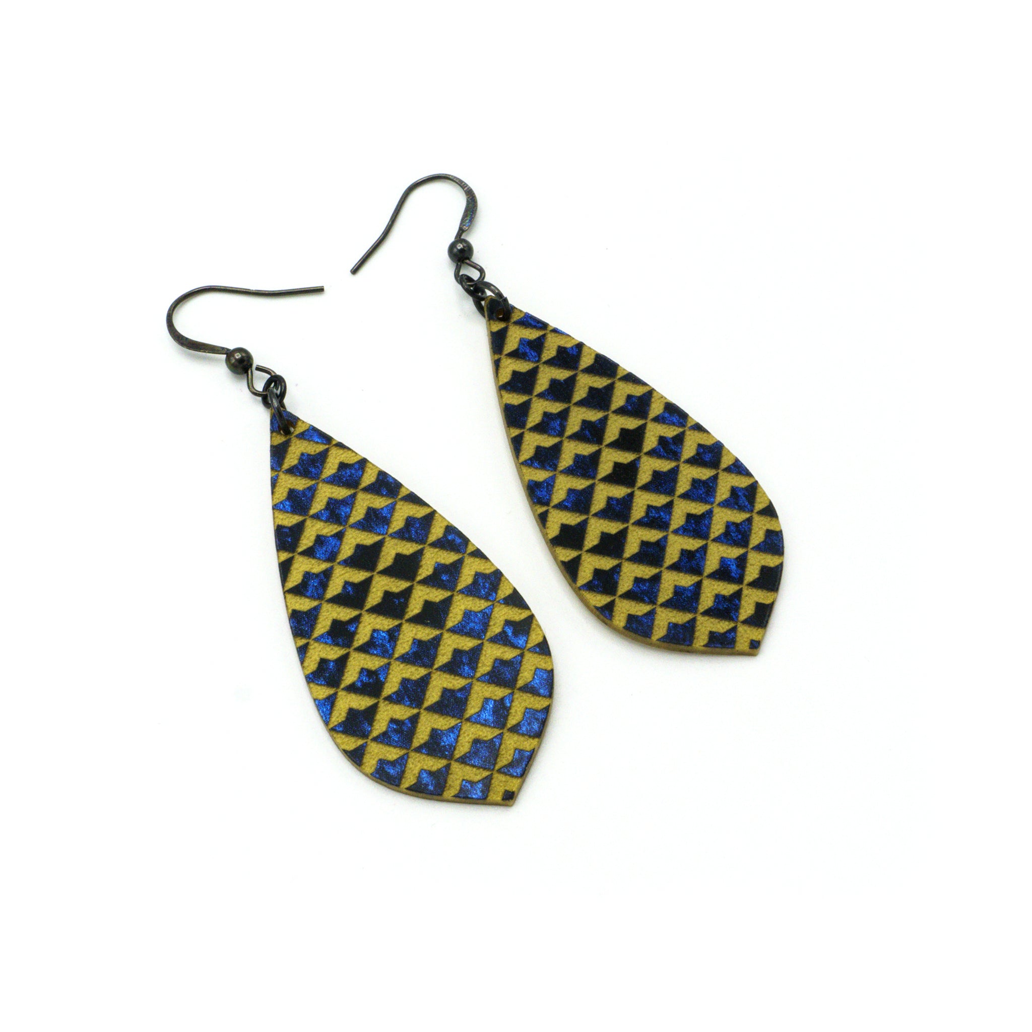 Celestial Blue and Gold Acrylic Earrings - Elegant Gem Point [35] Design for Women | Perfect for Parties, Weddings, and Everyday Wear