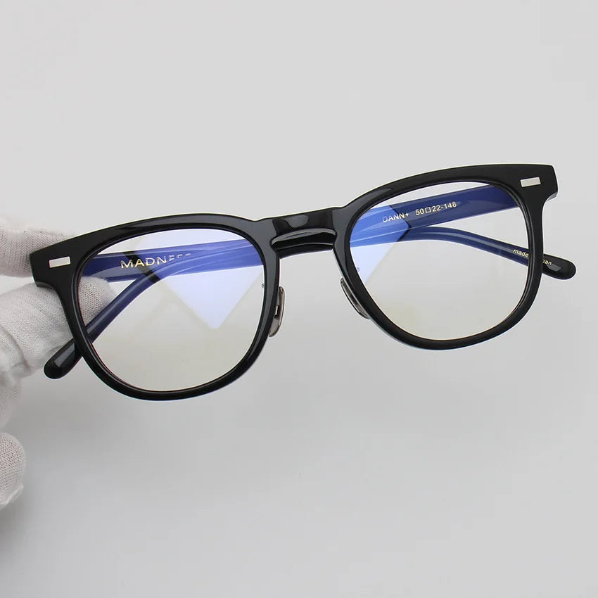 Stylish Unisex Black Square Acetate & Titanium Frame Eyeglasses 94142 - Perfect for Reading, Work, and Everyday Fashion Accessory