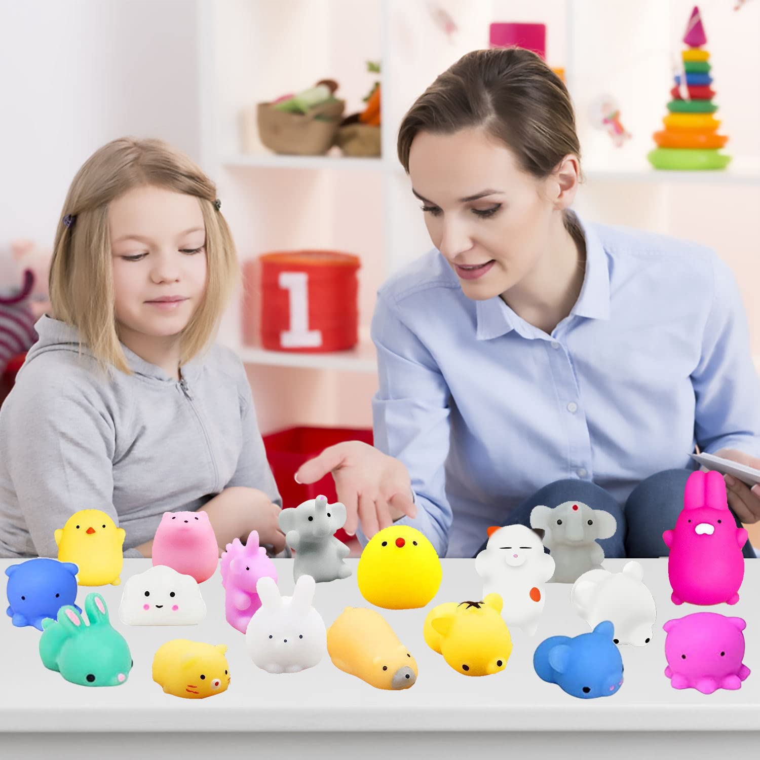30Pcs Kawaii Squishy Toys for Kids - Stress Relief & Party Favors for Birthdays & Classrooms