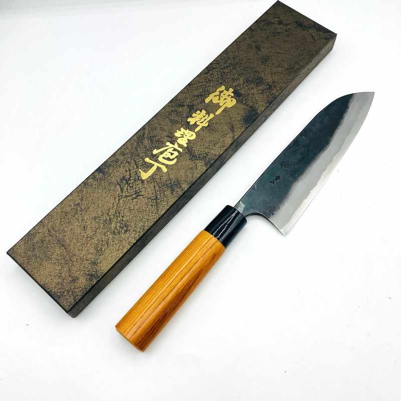 Premium Kyohei Shindo Warikomi Blue #2 Santoku Knife 165mm - Japanese Chef Knife for Slicing, Dicing & Mincing - Perfect for Home Cooks & Professional Chefs