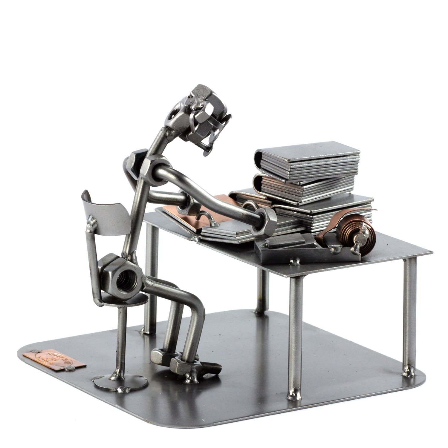 Handmade Metal Accountant Sculpture | Nuts and Bolts Figurine | German Craftsmanship | Unique Office Desk Decor & Gift for Professionals