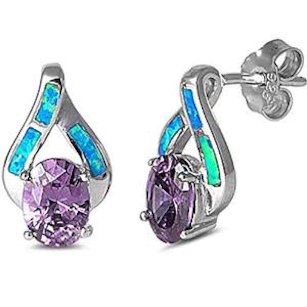 Elegant Sterling Silver Twisted Earrings with Cubic Zirconia & Simulated Opal - Perfect for Weddings, Parties & Everyday Wear