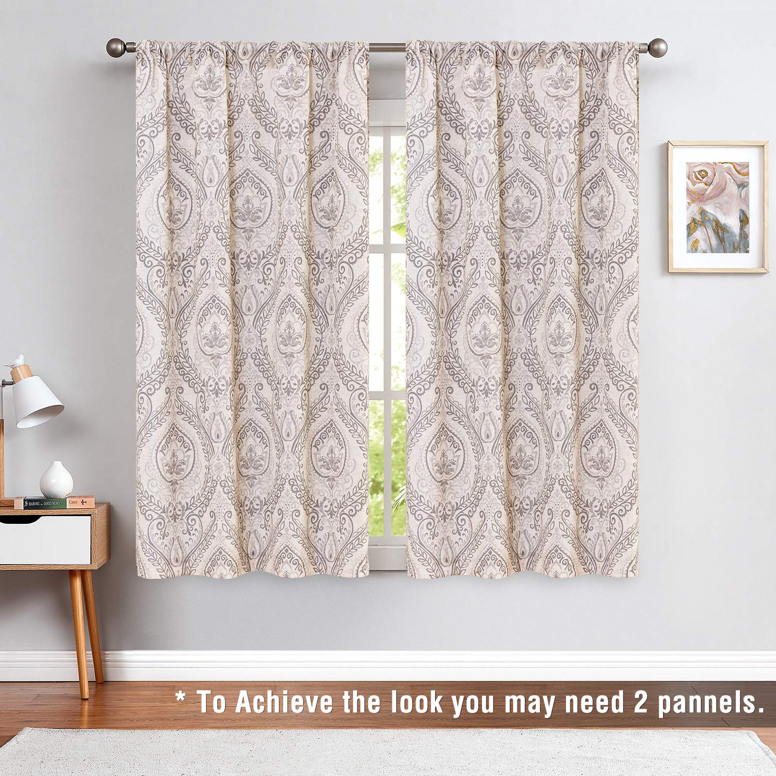 Jinchan 45 Inch Faux Linen Window Valance - Farmhouse Style Tie-Up Curtain Panel with Rod Pocket, Light Blocking for Living Room & Bathroom - Ivory Rustic Country Decor for Small Windows | Perfect for Cozy Home, Bedroom, and Kitchen