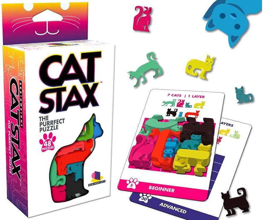 Cat Stax - Stacking Cat Toys for Fun & Learning | Interactive Pet Puzzle Game for Indoor Cats - Perfect for Playtime & Mental Stimulation