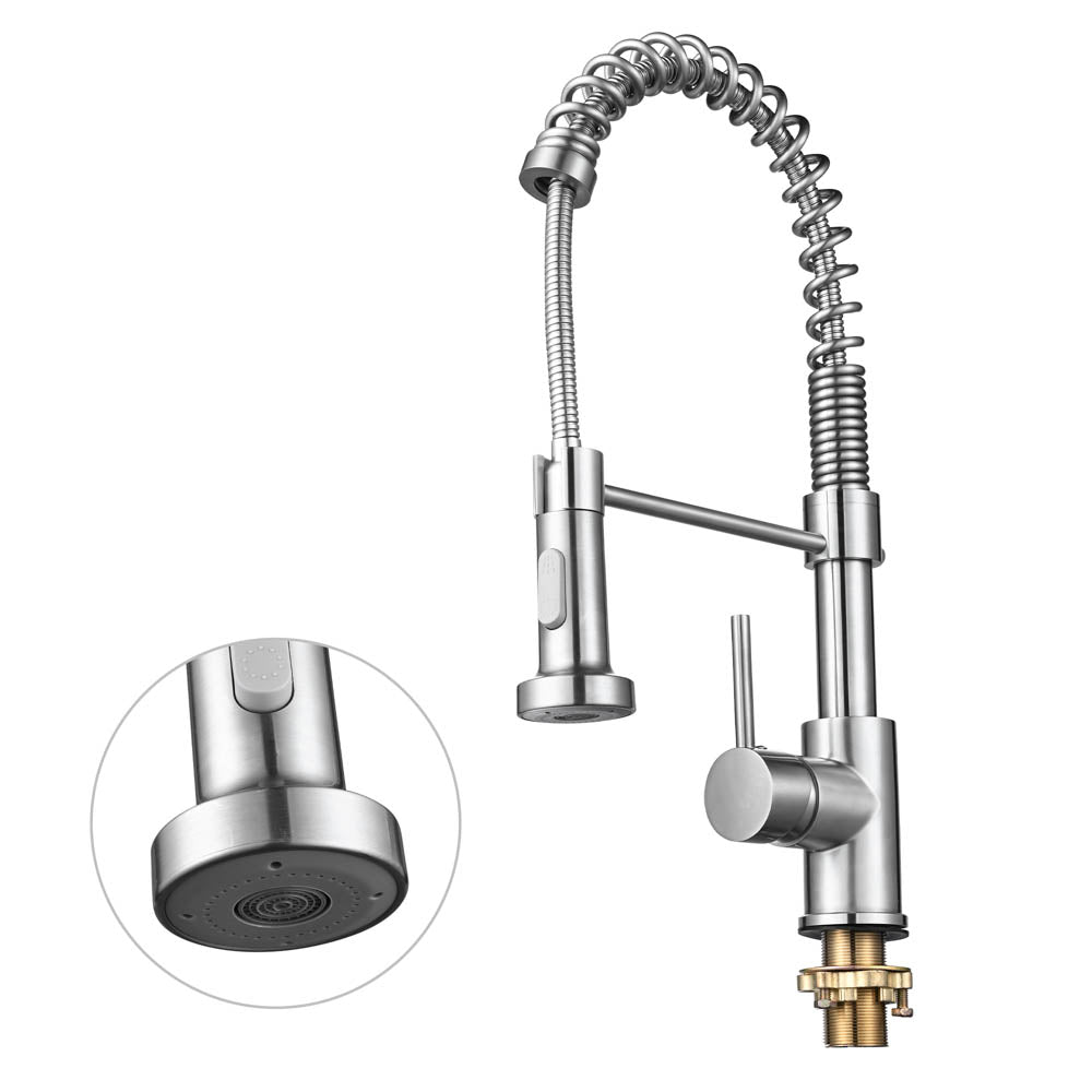 Aquaterior Single Handle Pull Down Kitchen Faucet in Brushed Nickel - Perfect for Modern Home Renovation & Easy Dishwashing
