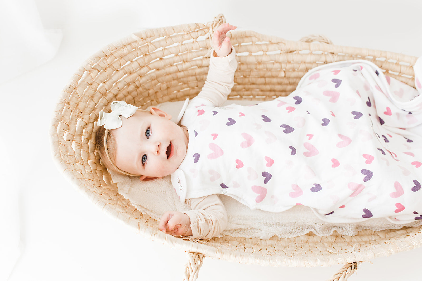 Ecolino® Adjustable Baby Sleep Sack - Organic Cotton Wearable Blanket for Infants & Toddlers (2 Months to 2 Years) - Heart Design - Perfect for Safe Sleep, Nursery & Travel