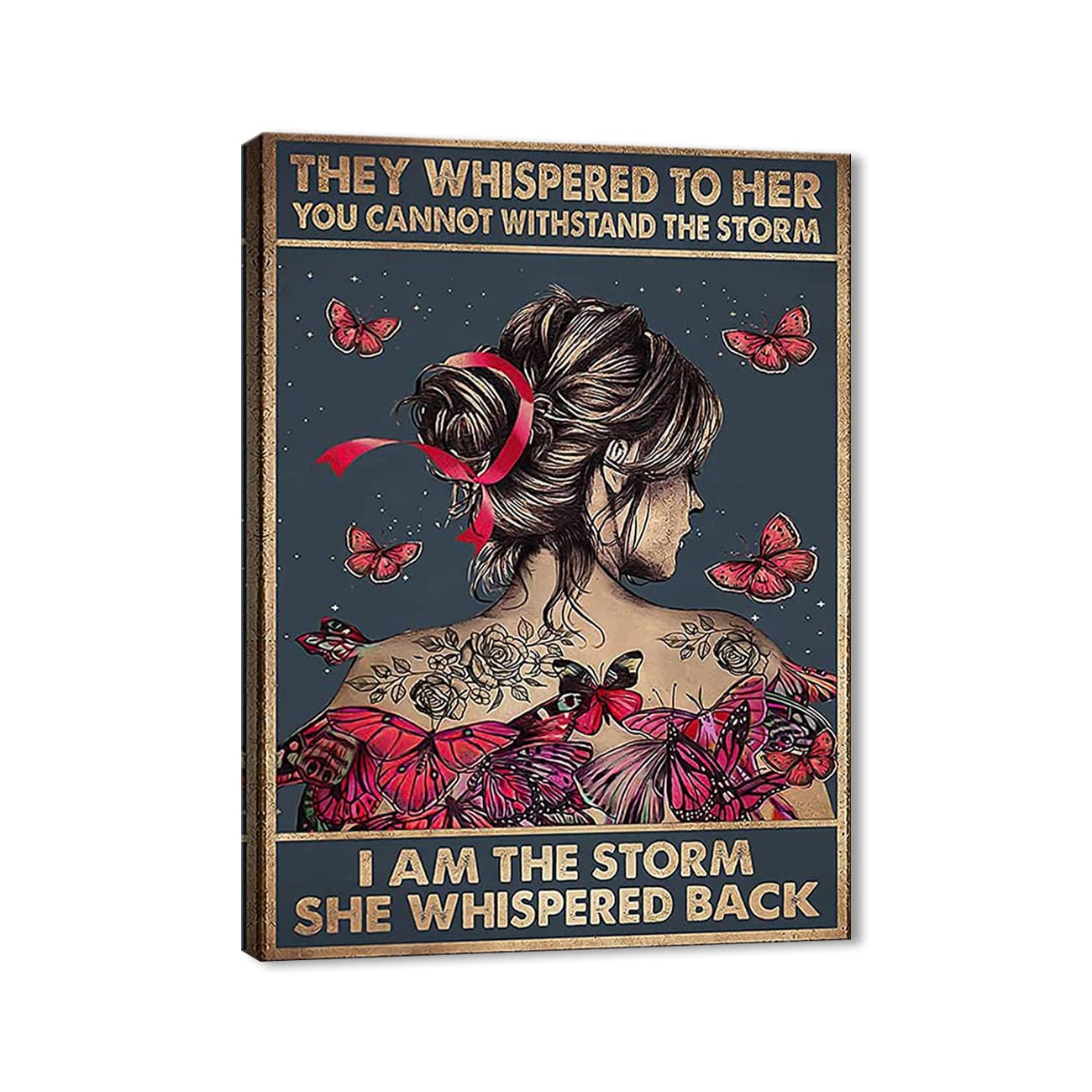 Inspirational Wall Art - 'I Am The Storm She Whispered Back' Motivational Quote Canvas Painting for Women, Hippie Room Decor (28x42 inches, 70x105cm) - Perfect for Living Room, Bedroom, Office & Strong Women Gifts