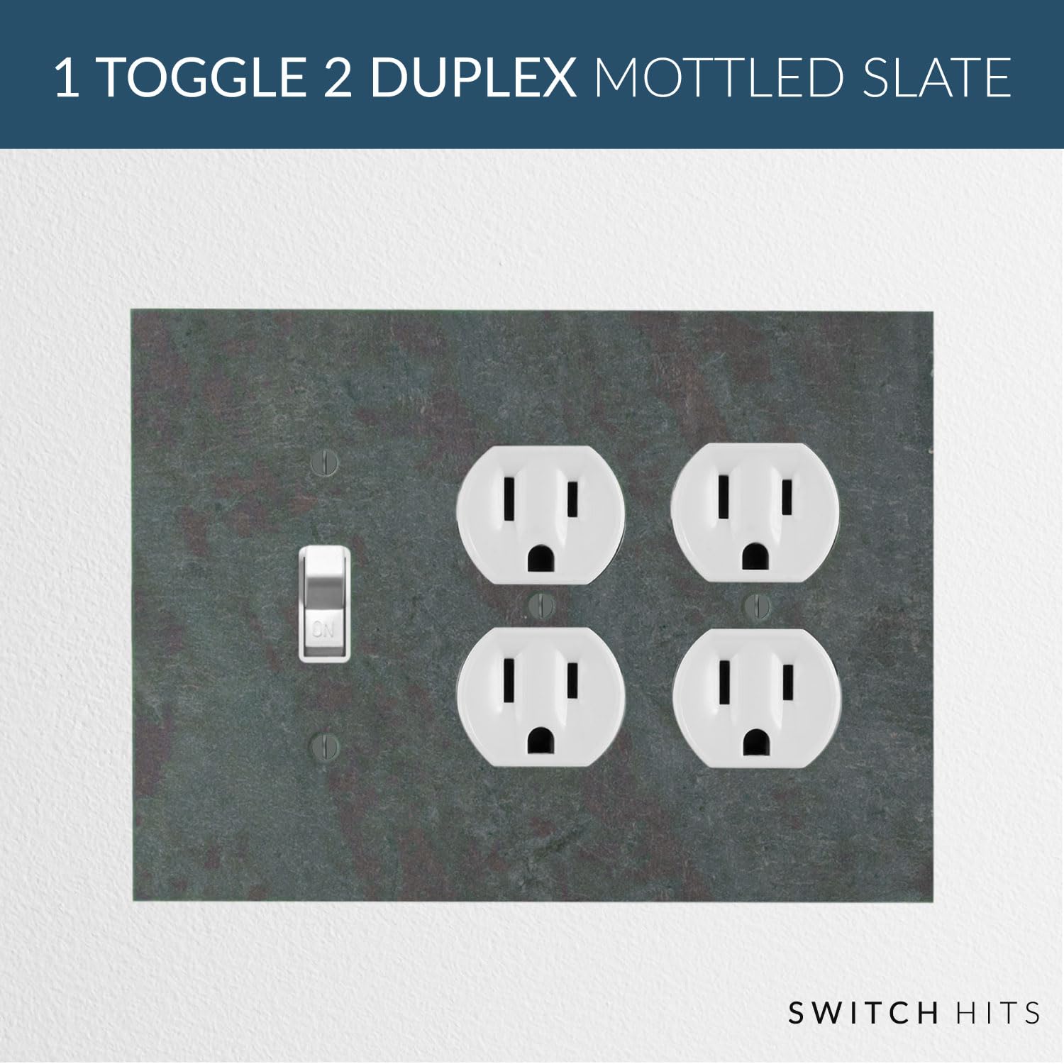 Decorative 3 Gang Electrical Switch Plate Cover - Mottled Vermont Slate Finish | Light Switch & Outlet Wall Plate (6.75” W x 5” H) | Durable Faceplate for Home, Office & Commercial Use | Perfect for Living Room, Bedroom & Kitchen Decor