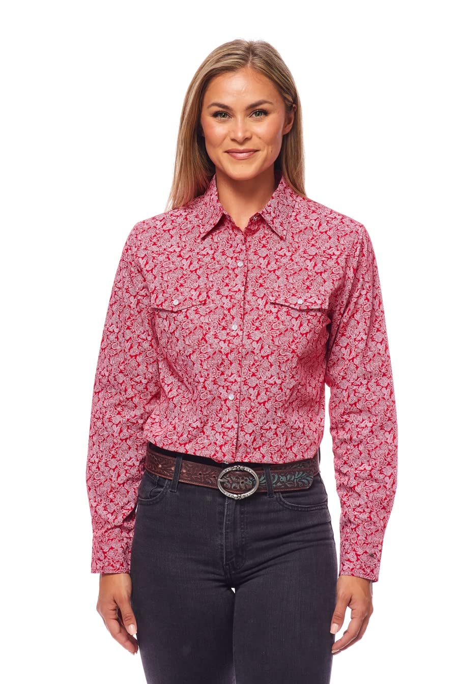 RCCO RODEO CLOTHING COMPANY Women's Western Button Down Shirts - Floral Printed Cowgirl Blouse for Casual Wear & Rodeo Events