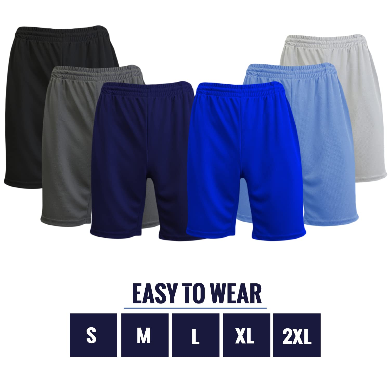 Harvic Men's Quick Dry Mesh Athletic Shorts with Pockets - 6 Pack Performance Workout Shorts for Running, Gym & Outdoor Sports