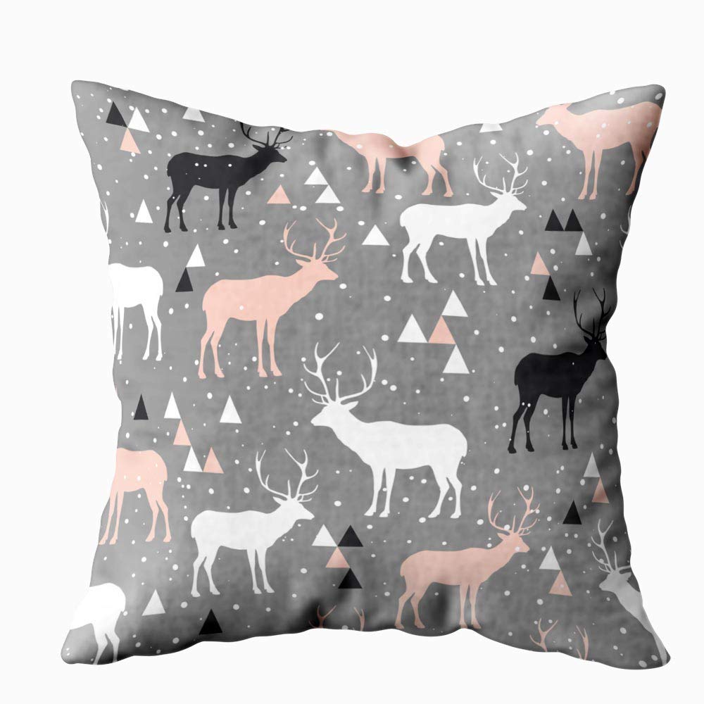 16x16 Christmas Pillow Covers Set of 2 - Holiday Deer Pattern Throw Pillow Covers for Sofa, Bed, Living Room Decor | Perfect for Christmas Home Decor & Seasonal Gift