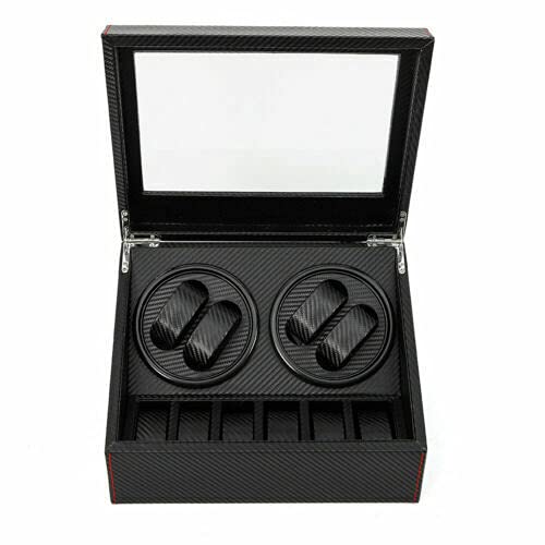 Automatic Watch Winder Display Box 4+6 Black PU for Luxury Watches Storage